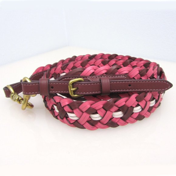 Coach NWT $150 Interchangeable Strap Weaving 624 Pink Burgundy Brass RETAIL - Picture 1 of 12